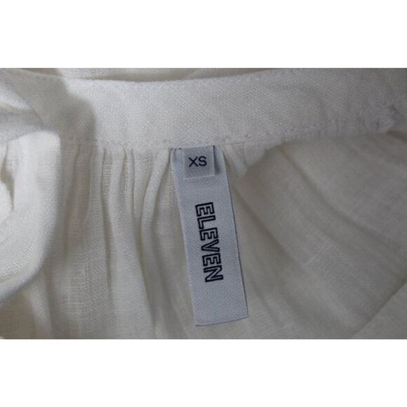 ELEVEN March 11 Sz XS Ivory Linen Pink Embroidered Belted Midi Dress - Picture 5 of 9